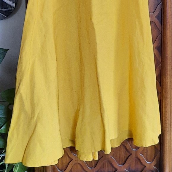 Express Fit and Flare Cami Linen Dress - Yellow, Size S - Picture 4 of 16